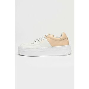 Pantofi sport de piele cu doua nuante - Alb/Piersica imagine