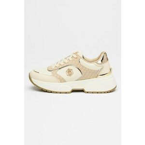 Pantofi sport din piele si piele ecologica cu talpa demi-wedge Percy - Alb murdar/Maro camel imagine