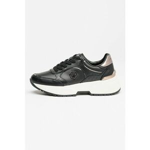 Pantofi sport din piele si piele ecologica cu talpa demi-wedge Percy - Negru/Argintiu imagine
