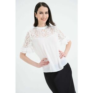 Bluza lejera cu garnituri din dantela - Alb imagine