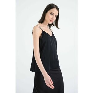 Top din satin cu captuseala din dantela - Negru imagine