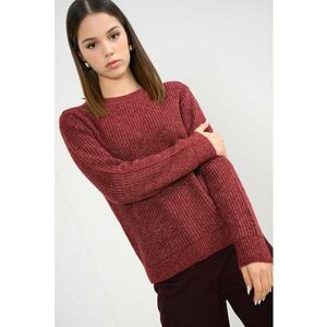 Pulover lejer cu decolteu la baza gatului - Visiniu imagine