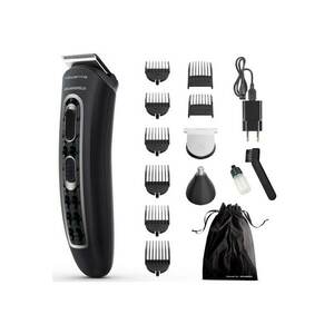 Aparat de tuns parul si barba x Karl Lagerfeld Trim & Style 12 in 1 - autonomie 120 min - capat pentru barba cu 2 piepteni - capat pentru par cu 6 piepteni - accesoriu nas&urechi - 6500 rpm - kit curatare&intretinere - husa - negru/rosu imagine