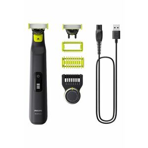 Aparat de ras (0 -2mm) si tuns (0 -4-10mm) OneBlade Pro QP6542/15 - Fata&corp - pieptene cu 14 setari de lungime (0 -4-10 mm) - 2 accesorii pentru utilizare pe corp - 2 lame 360 - 90 min (Li-ion) - cablu de alimentare USB-A - fara adaptor pentru priza imagine