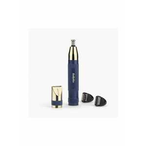 Trimmer pentru urechi - nas si sprancene - Diamond Precision - - 4 capete interschimbabile - 3 lame conice - auriu/ albastru imagine