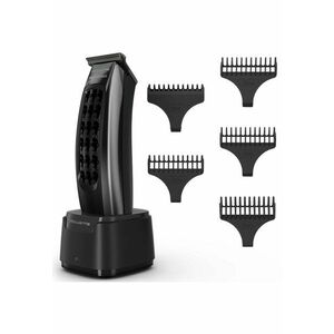 Aparat de tuns x Karl Lagerfeld Barber Experience - 6500 rpm - autonomie 90 min - 5 piepteni ficsi de la 1 - 5 mm - lame inox - baza de incarcare - indicator LED - incarcare rapida - negru & gri imagine
