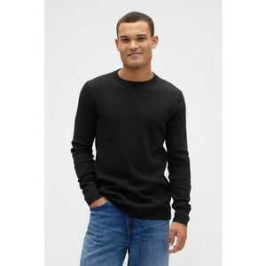Bluza cu decolteu la baza gatului si model uni - Negru imagine
