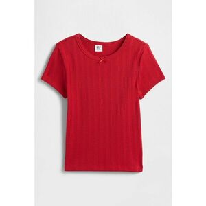 Tricou striat cu decolteu rotund - Rosu imagine