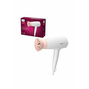 Uscator de par BHD300/00 - 1600W - accesoriu Thermo Protect - 3 setari de viteza/temperatura - Alb/Roz imagine