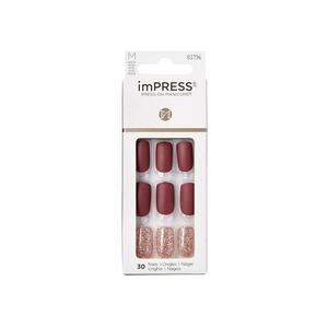 Unghii False IMPRESS - 30 buc - Rosu/Auriu | Roz imagine