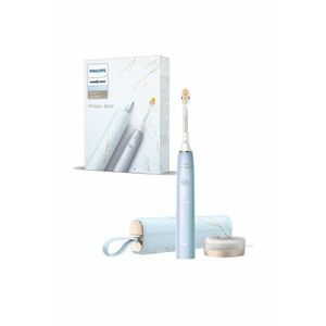 Periuta electrica sonica Philips Prestige 9900 - 62000 miscari/minut - tehnologie SenseIQ - aplicatie Sonicare cu inteligenta artificiala - wireless Bluetooth - senzori - 5 moduri personalizabile - 1 cap de periere - toc de incarcare USB - Albastru desch imagine