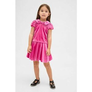 Set de tricou cu aspect de catifea si fusta cu pliuri - 2 piese - Fucsia imagine