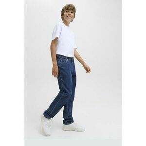 Blugi drepti cu model uni - Albastru inchis imagine