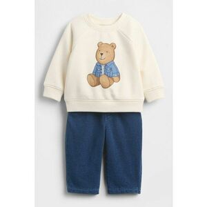 Set de bluza cu imprimeu si pantaloni - Bej deschis/Bleumarin imagine