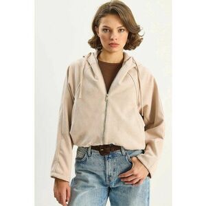 Geaca cu gluga - bej textil - Bej Natural imagine