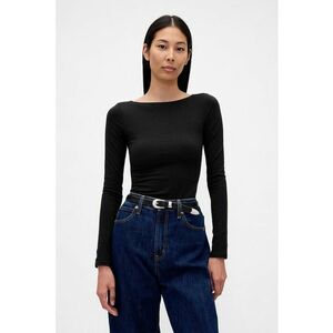 Bluza slim fit cu decolteu barcuta - Negru imagine