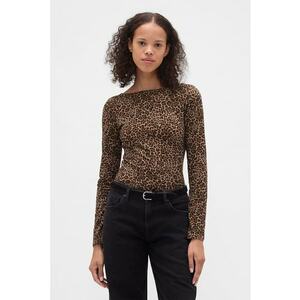 Bluza slim fit cu decolteu barcuta - Negru/Maro imagine