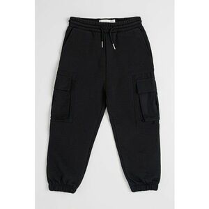 Pantaloni de trening cargo cu croiala conica - Negru imagine