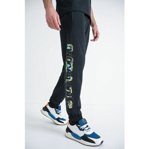 Pantaloni de trening cu imprimeu logo lateral - Negru/Galben/Albastru imagine