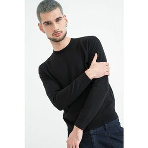 Pulover slim fit tricotat fin - Negru imagine
