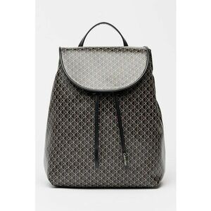 Rucsac de piele ecologica cu model monograma - Negru/Maro taupe deschis imagine