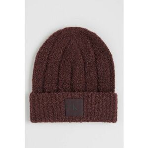 Caciula din amestec de lana cu model boucle si aplicatie monograma - Maro inchis imagine