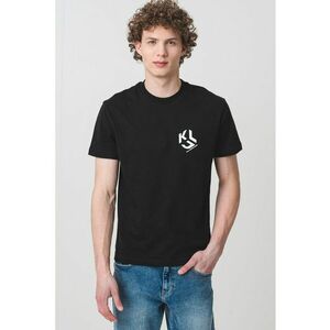 Tricou din amestec de bumbac organic cu logo pe piept - Negru imagine
