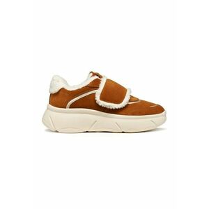 Pantofi sport de piele intoarsa cu detalii din teddy - Maro scortisoara imagine