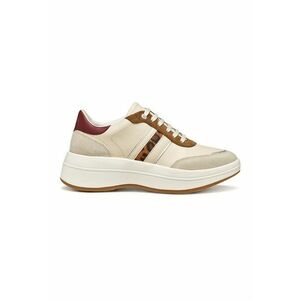 Pantofi sport wedge cu insertii de piele intoarsa - Maro scortisoara/Crem imagine