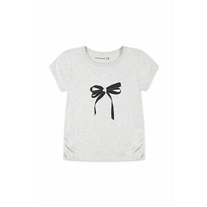 Tricou cu imprimeu si insertie elastica laterala - Negru/Gri deschis melange imagine