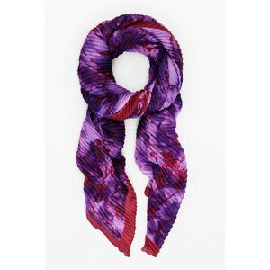 Esarfa plisata cu model - Rosu/Violet imagine