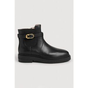 Ghete din piele cu bareta decorativa - Negru imagine