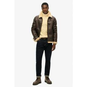 SUPERDRY - Jacheta din piele ecologica cu captuseala din material teddy - Maro inchis imagine