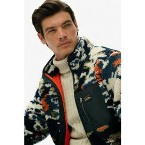 SUPERDRY - Bluza de trening din material teddy cu fermoar si guler mediu - Multicolor imagine