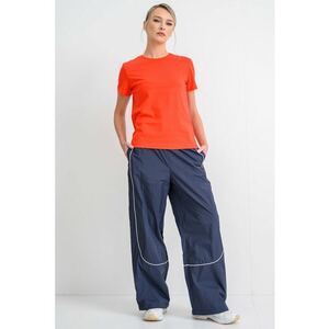 Tricou din bumbac cu logo brodat - Rosu imagine