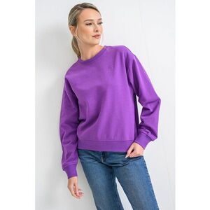 Bluza uni de trening cu maneci cazute - Violet imagine