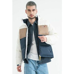 Geaca cu model colorblock - Alb/Maro/Bleumarin imagine