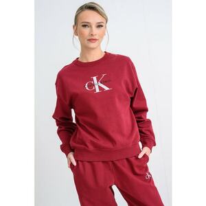 Bluza de trening cu maneci cazute si imprimeu logo - Rosu inchis/Argintiu imagine