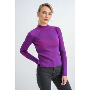 Pulover slim fit cu maneci raglan - Rosu/Violet imagine