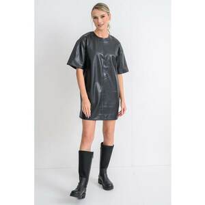 Rochie scurta din piele ecologica - Negru imagine