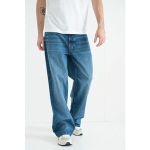 Blugi relaxed fit cu model uni - Albastru imagine