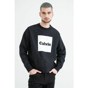 Bluza de trening cu decolteu la baza gatului si imprimeu logo - Alb/Negru imagine