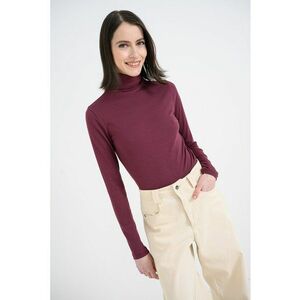 Bluza din amestec de modal cu guler inalt si maneci lungi - Rosu inchis imagine