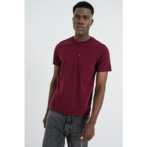 Tricou de bumbac cu buzunar pe piept - Rosu/Rosu inchis imagine