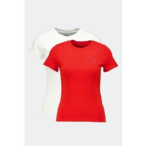 Set de tricouri slim fit de bumbac cu decolteu rotund - 2 piese - Rosu/Alb imagine