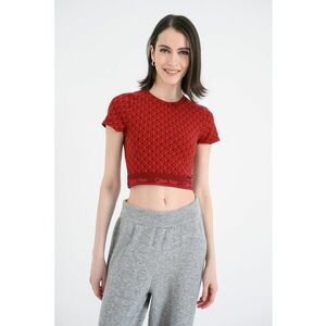 Tricou crop cu imprimeu logo - Rosu imagine