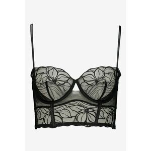 Sutien balconette cu dantela - Negru/Transparent imagine