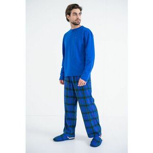 Pijama din amestec de bumbac cu pantaloni lungi - Rosu/Verde/Albastru royal imagine