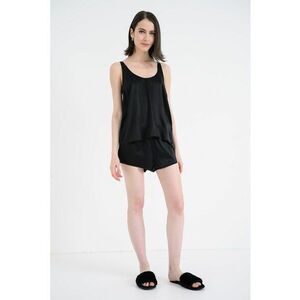 Pijama de matase cu model uni - Negru imagine