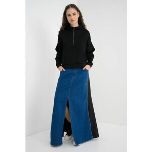 Fusta maxi cu slit frontal - Albastru inchis imagine